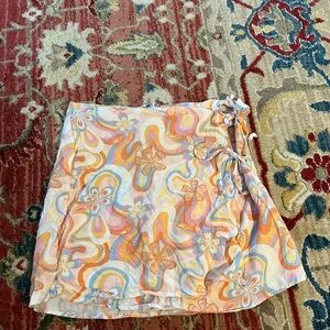 Colorful Floral Wrap Skirt size large